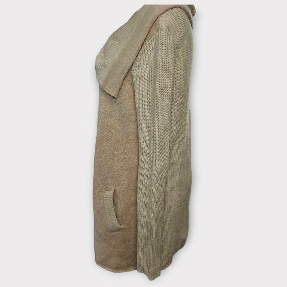 LA Fee Verte Anthropologie Pink Cream Color Block Wrap‎ Cardigan Sweater Small - Picture 3 of 9